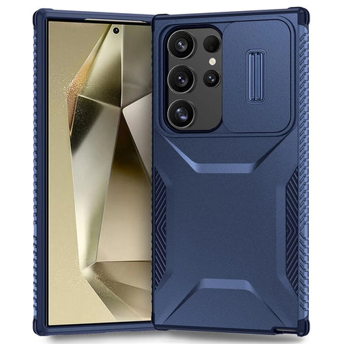 For Samsung Galaxy S24 Ultra Case Camshield TPU+PC Protective Phone Cover - Blue - 1