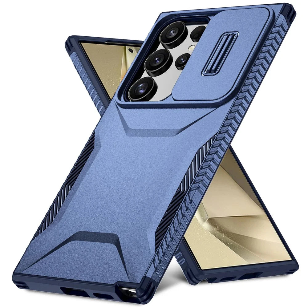 For Samsung Galaxy S24 Ultra Case Camshield TPU+PC Protective Phone Cover - Blue - 2