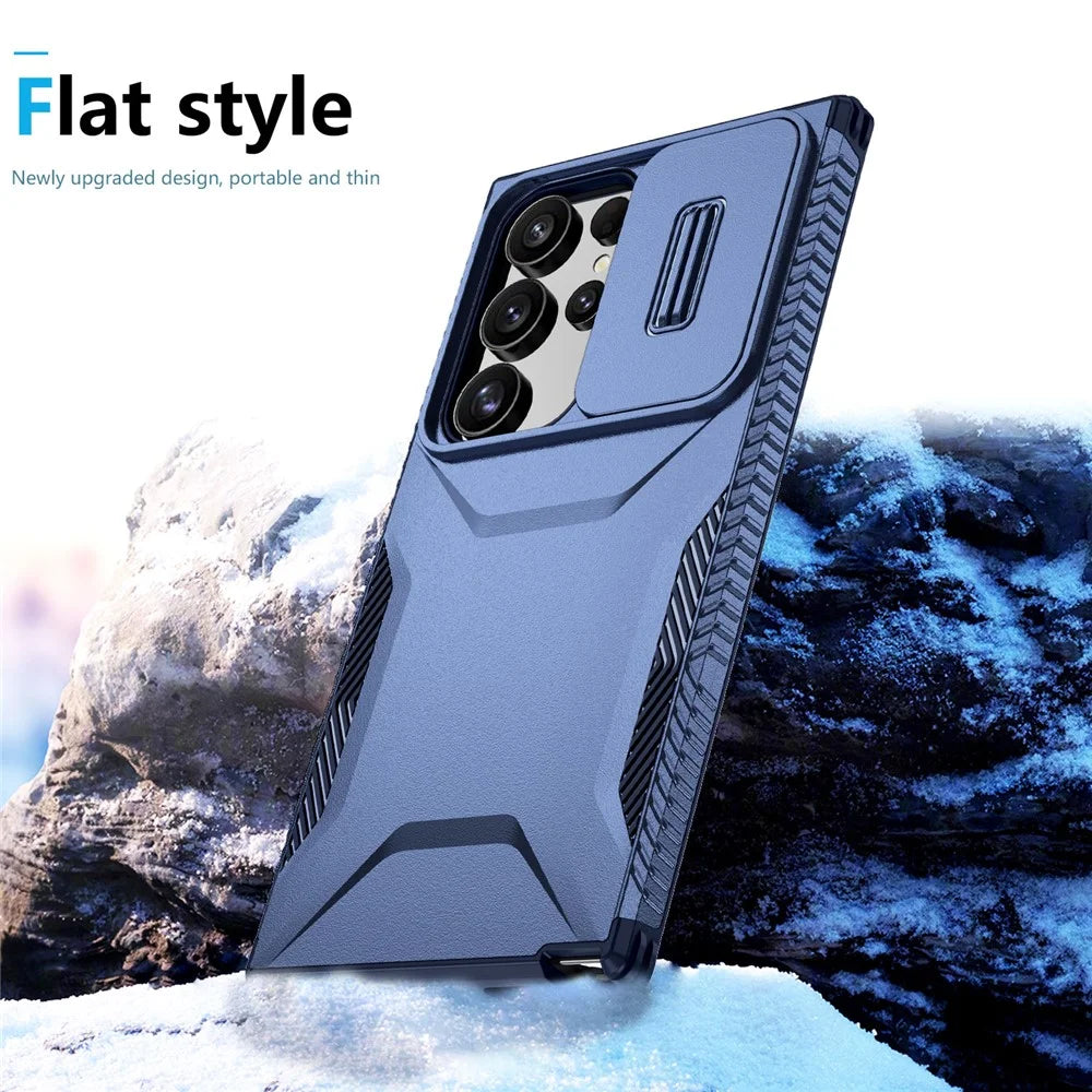 For Samsung Galaxy S24 Ultra Case Camshield TPU+PC Protective Phone Cover - Blue - 5