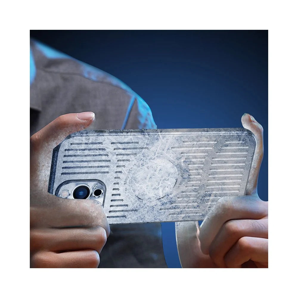 Magnetic Case for iPhone 14 Pro 6.1 inch Phone Cover Hollow Heat Dissipation Phone Case PC+Metal Phone Cover - Black - 7