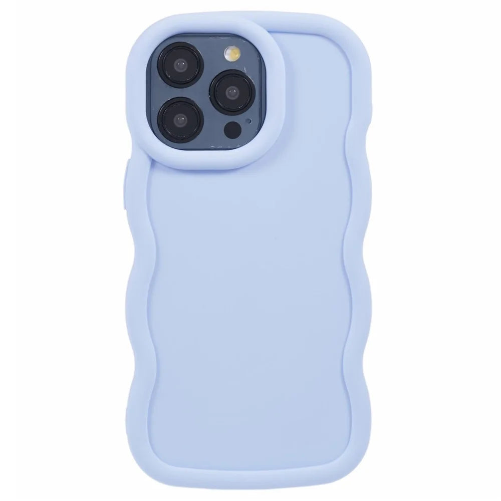 XL Series For iPhone 14 Pro Max Case Solid Color Phone TPU Cover Wavy Edge - Purple - 1