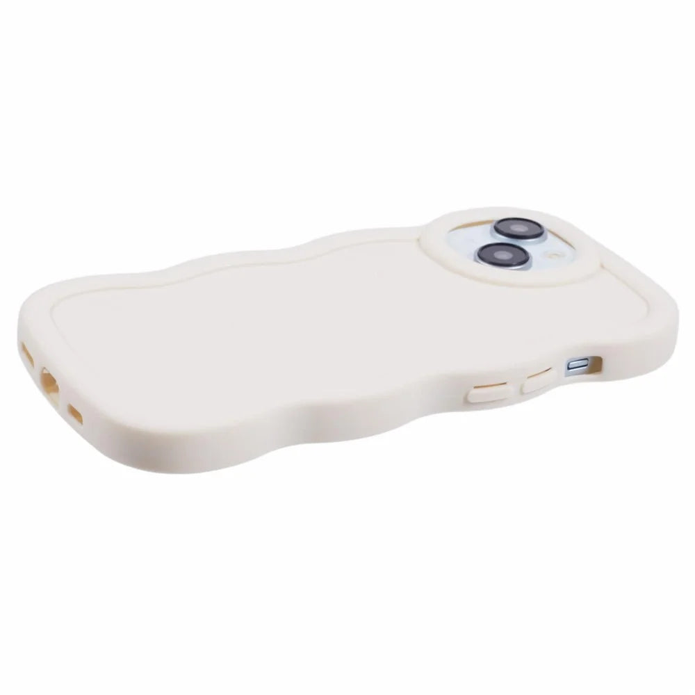 XL Series For iPhone 14 Case Solid Color Wave Edge Flexible TPU Phone Cover - White - 5