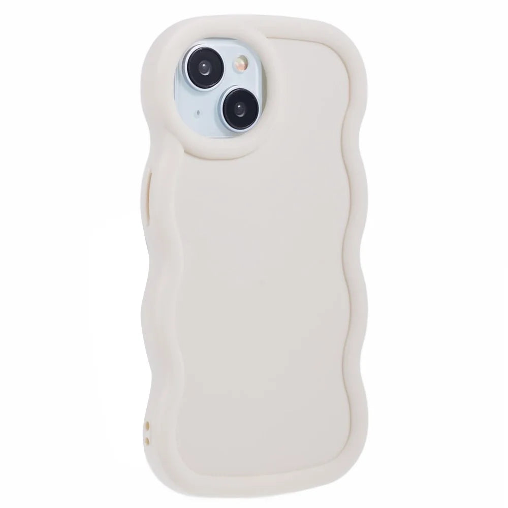 XL Series For iPhone 13 Case TPU Protective Phone Cover Unique Curly Wave Frame - White - 3