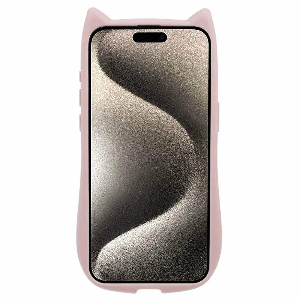 JTW Series For iPhone 15 Pro TPU Case Epoxy Glitter Sequins TPU Phone Cover Cat Ear Design - Pink - 2