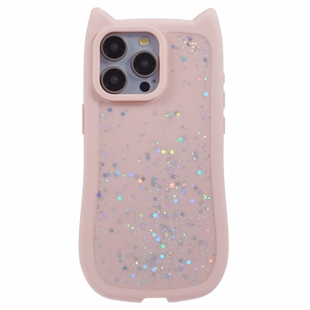 JTW Series For iPhone 12 Pro Max Case Epoxy Glitter Sequins TPU Phone Cover - Pink - 1