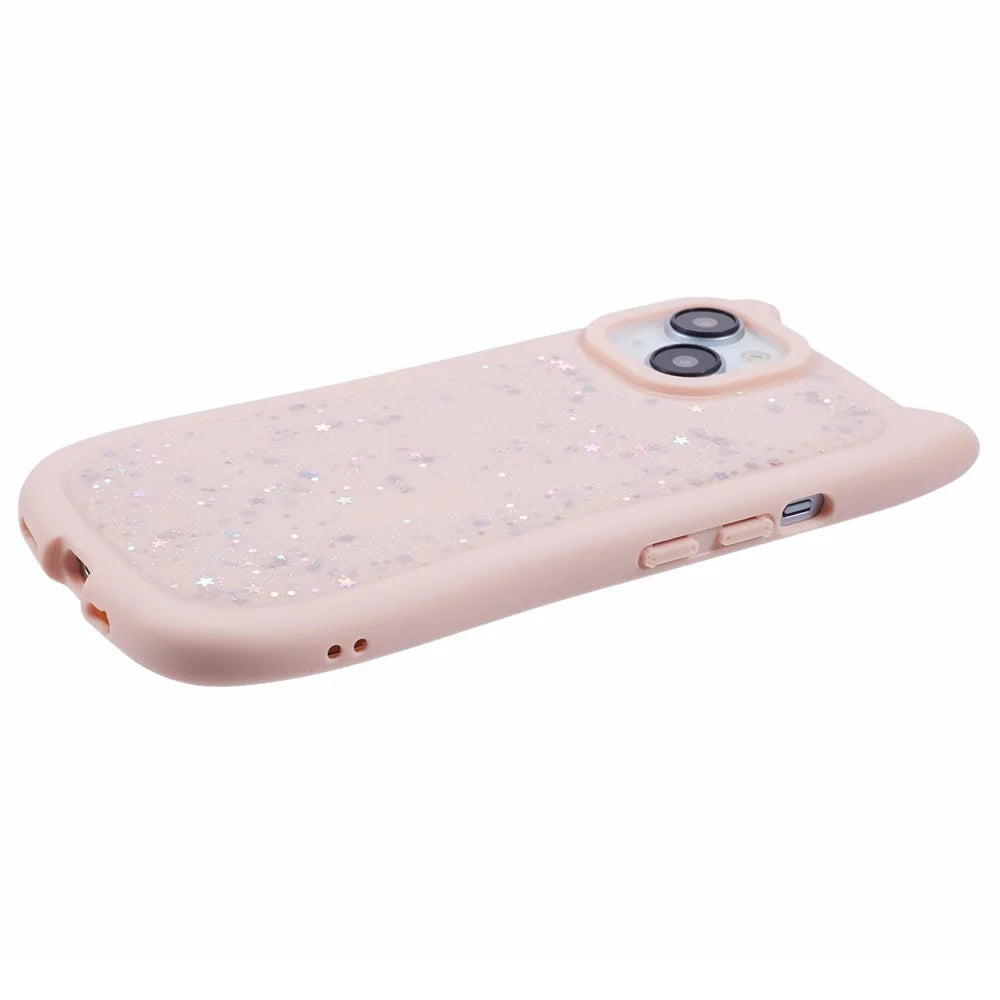 JTW Series For iPhone 15 Case Cat Ear Decor Epoxy TPU Phone Cover - Pink - 5