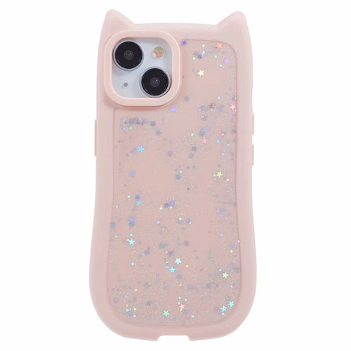 JTW Series For iPhone 13 Case Cat Ear Soft TPU Phone Cover Sparkle Sequins Epoxy - Pink - 1