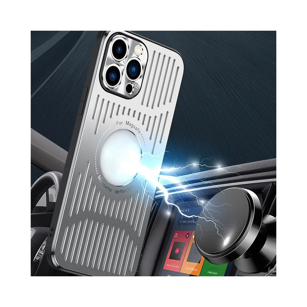 Shockproof Case for iPhone 13 Pro Max 6.7 inch Magnetic Slim Phone Case Hollow Heat Dissipation PC+Metal Phone Cover - Blue - 4