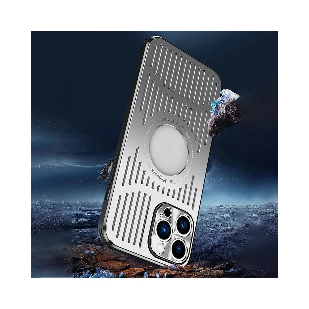 Shockproof Case for iPhone 13 Pro Max 6.7 inch Magnetic Slim Phone Case Hollow Heat Dissipation PC+Metal Phone Cover - Blue - 5