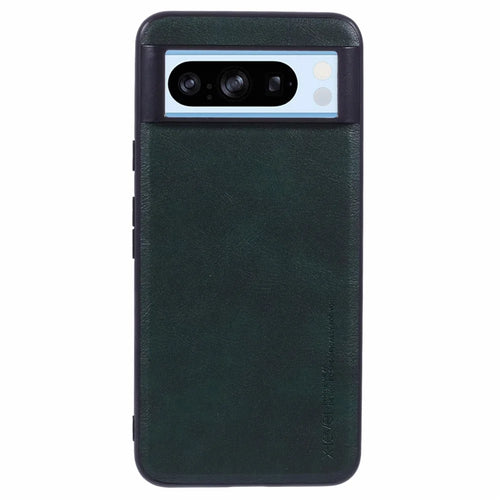 X-LEVEL Bojue-3 Series For Google Pixel 8 Pro Case PU Leather Coated PC+TPU Cell Phone Cover - Midnight Green - 1