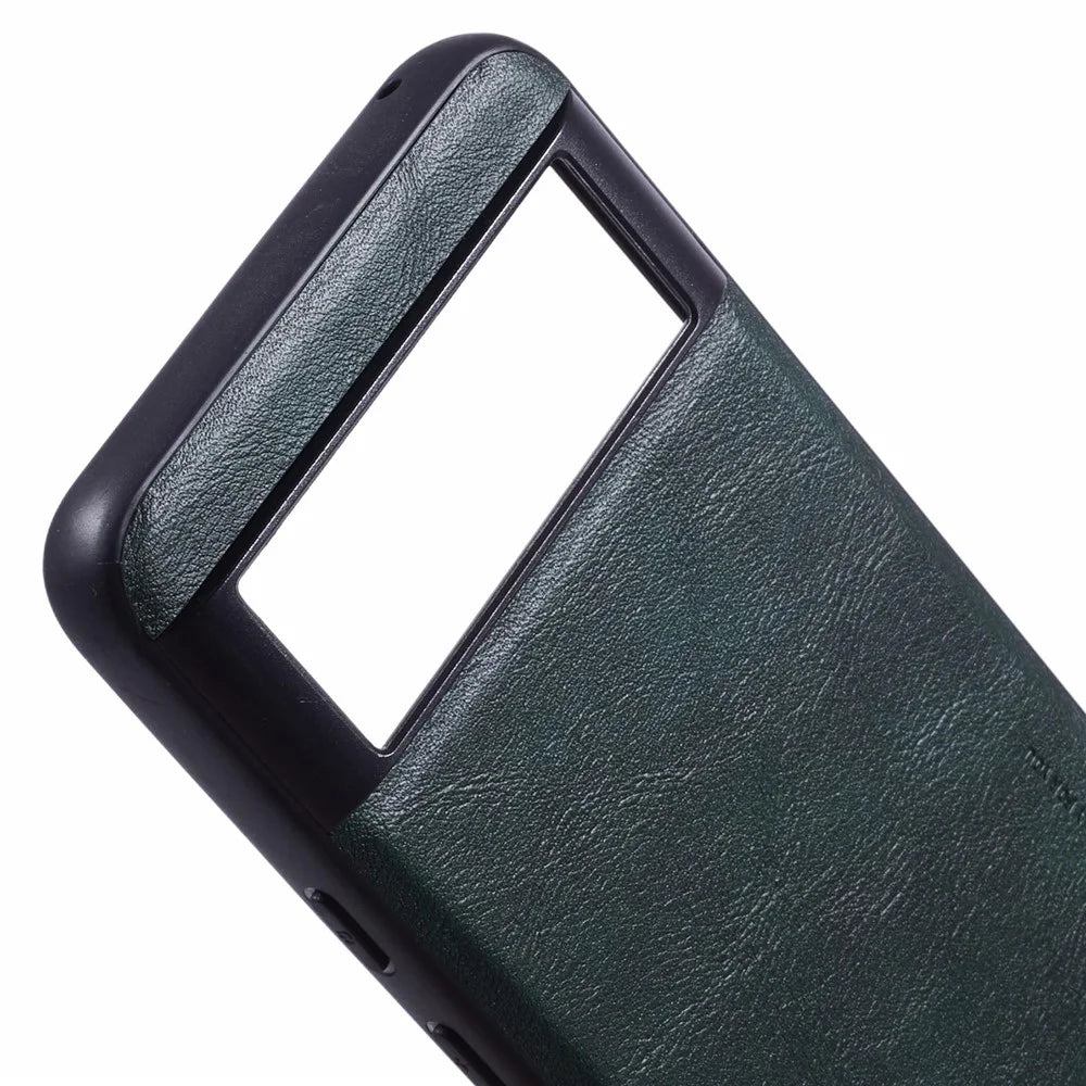 X-LEVEL Bojue-3 Series For Google Pixel 8 Pro Case PU Leather Coated PC+TPU Cell Phone Cover - Midnight Green - 6