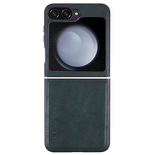 X-LEVEL Bojue-3 Series For Samsung Galaxy Z Flip7 FE 5G / Z Flip6 5G Case Leather+TPU+PC Anti-Fall Cell Phone Cover - Midnight Green - 1