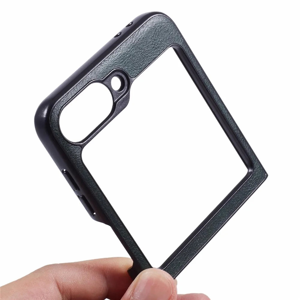 X-LEVEL Bojue-3 Series For Samsung Galaxy Z Flip7 FE 5G / Z Flip6 5G Case Leather+TPU+PC Anti-Fall Cell Phone Cover - Midnight Green - 6