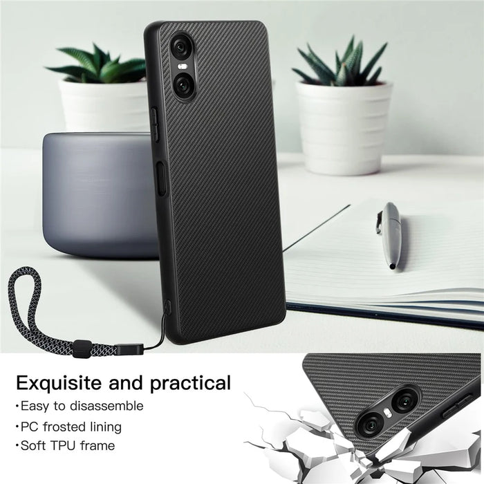VILI TC Series for Sony Xperia 10 VI Case Leather+TPU Protective Phone Cover with Strap - 3