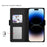 For iPhone 16 Pro Case Card Slot Mirror PU Leather Folio Phone Cover - Black - 2