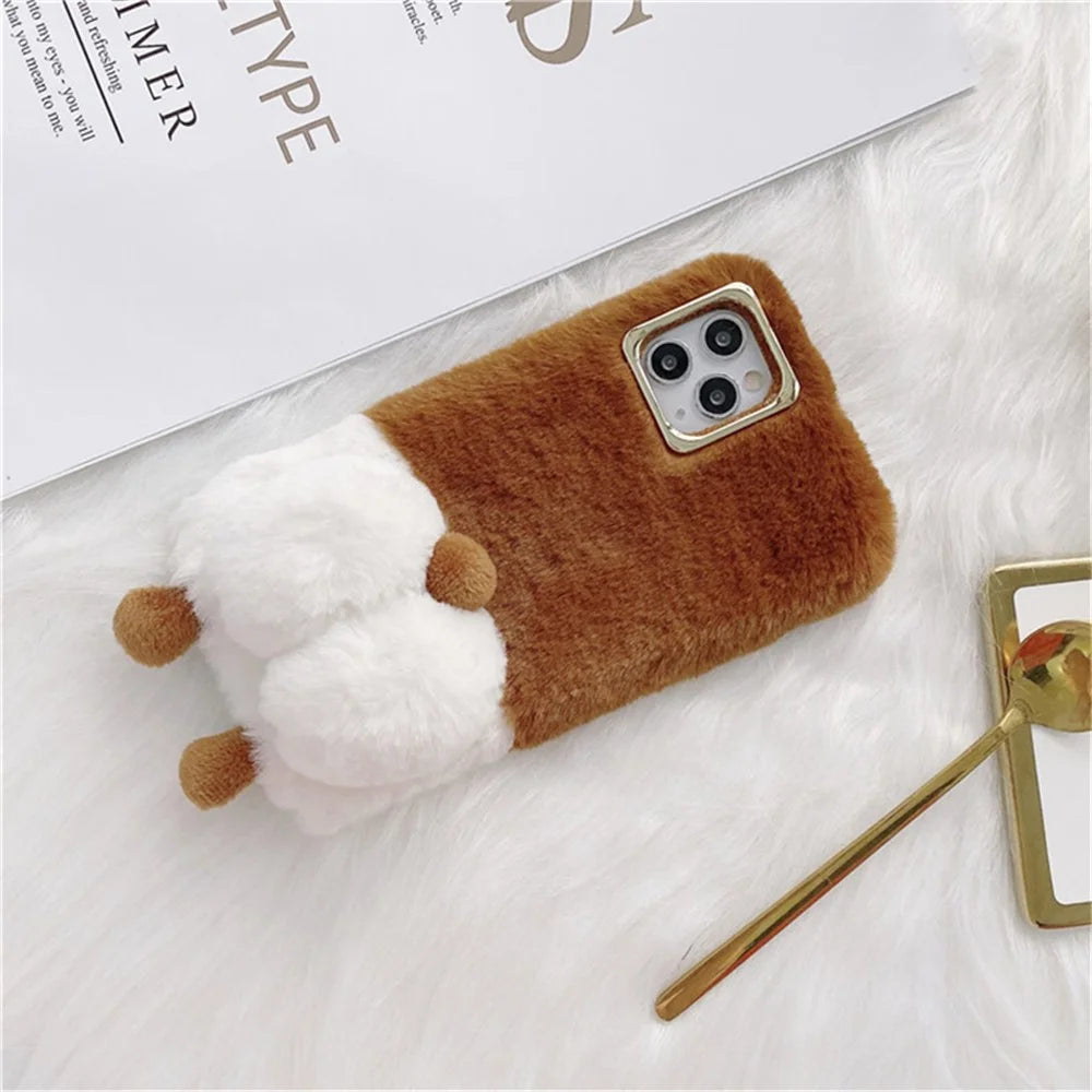 For iPhone 13 Pro Max 6.7 inch Soft Fluffy Phone Case Warm Plush+TPU Anti-scratch Mobile Phone Shell Cover - Brown - 3