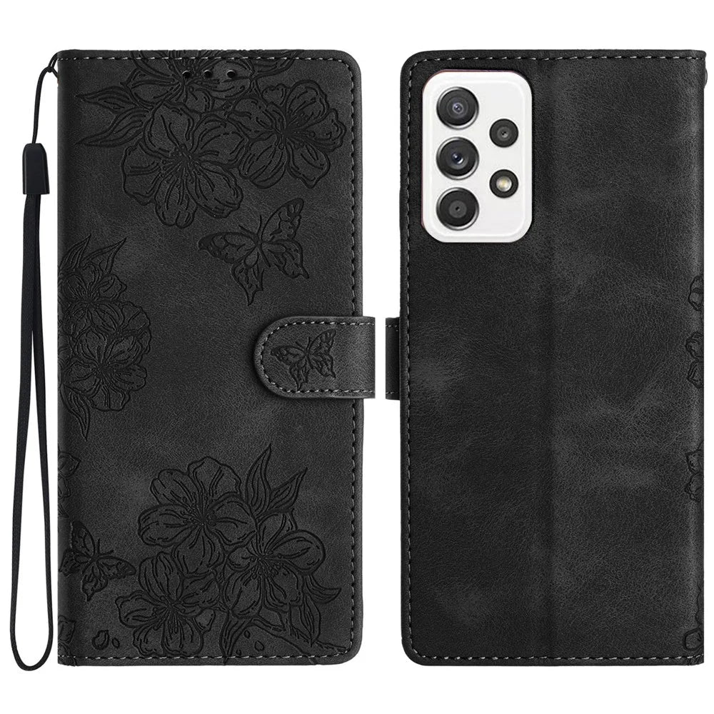 For Samsung Galaxy A52s 5G / A52 5G / 4G PU Leather Phone Case Imprinted Pattern Wallet Phone Cover - Black - 1