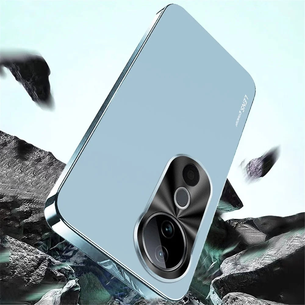For vivo S19 Pro 5G Case Acrylic+TPU+Metal Anti-Scratch Phone Cover with Electroplating Frame - Baby Blue - 4