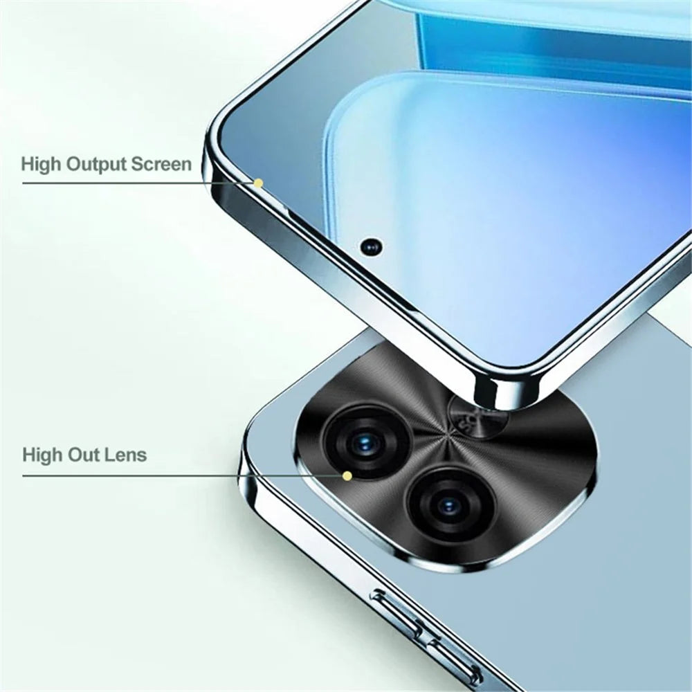 For vivo iQOO Z9 Turbo 5G Case Acrylic+TPU+Metal Anti-Scratch Phone Cover with Electroplating Frame - Baby Blue - 2