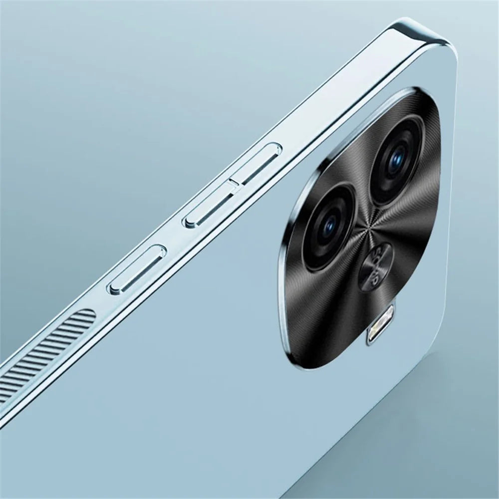 For vivo iQOO Z9 Turbo 5G Case Acrylic+TPU+Metal Anti-Scratch Phone Cover with Electroplating Frame - Baby Blue - 3