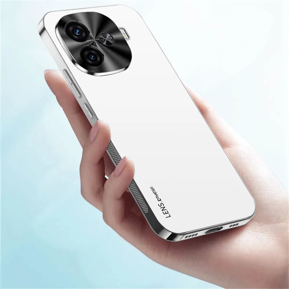 For vivo iQOO Z9 Turbo 5G Case Acrylic+TPU+Metal Anti-Scratch Phone Cover with Electroplating Frame - Baby Blue - 5