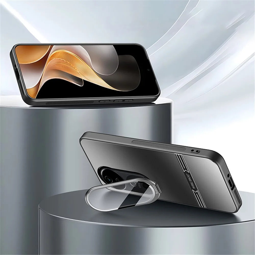 For vivo S19 5G Case PC+TPU Matte Anti-Drop Phone Cover with Lens Lid Kickstand - Black - 2