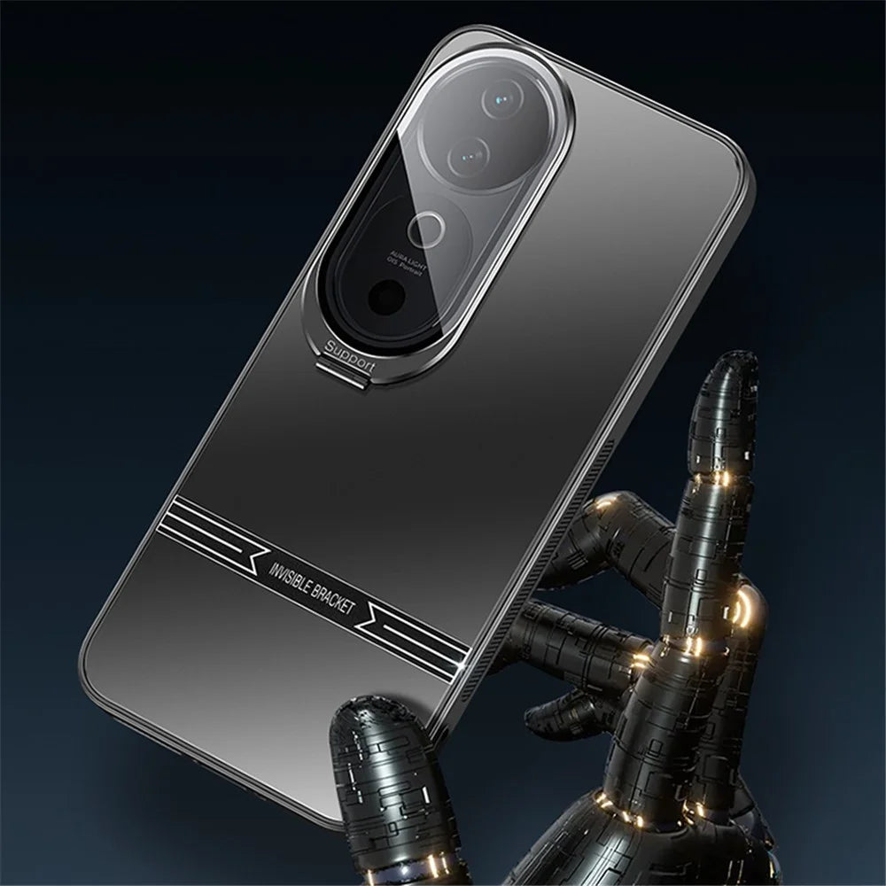 For vivo S19 5G Case PC+TPU Matte Anti-Drop Phone Cover with Lens Lid Kickstand - Black - 5
