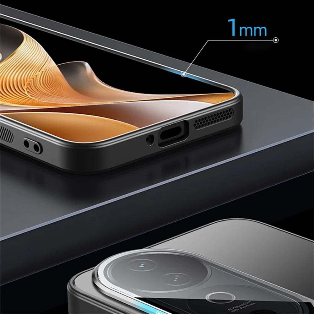 For vivo S19 5G Case PC+TPU Matte Anti-Drop Phone Cover with Lens Lid Kickstand - Black - 7