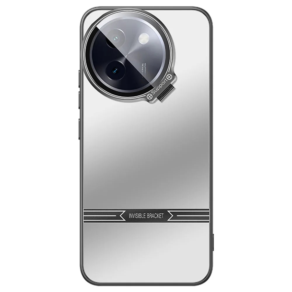 For vivo Y200i 5G Case PC+TPU Matte Anti-Drop Phone Cover with Lens Lid Kickstand - Silver - 1