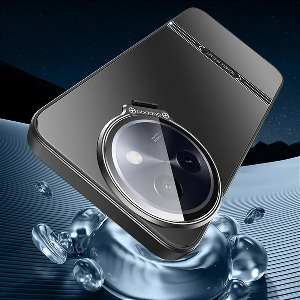 For vivo Y200i 5G Case PC+TPU Matte Anti-Drop Phone Cover with Lens Lid Kickstand - Silver - 3