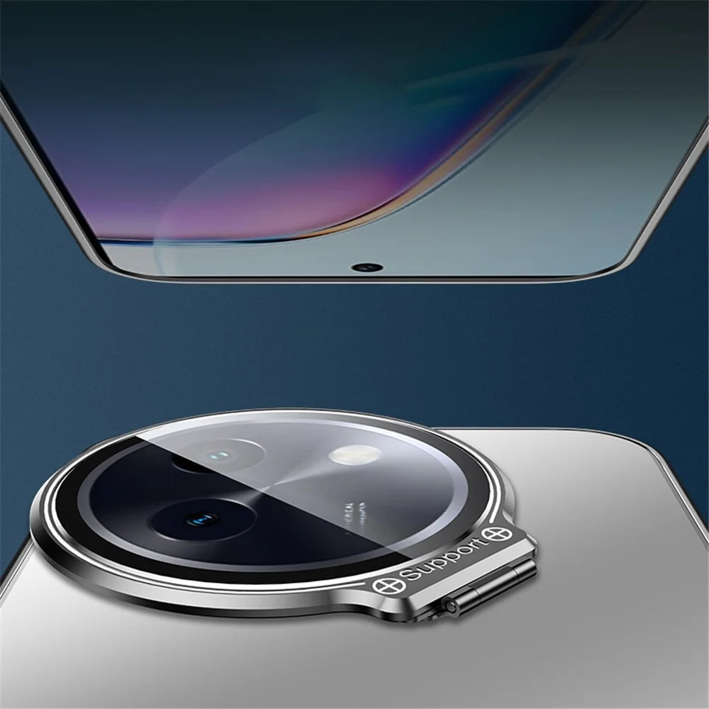 For vivo Y200i 5G Case PC+TPU Matte Anti-Drop Phone Cover with Lens Lid Kickstand - Silver - 6