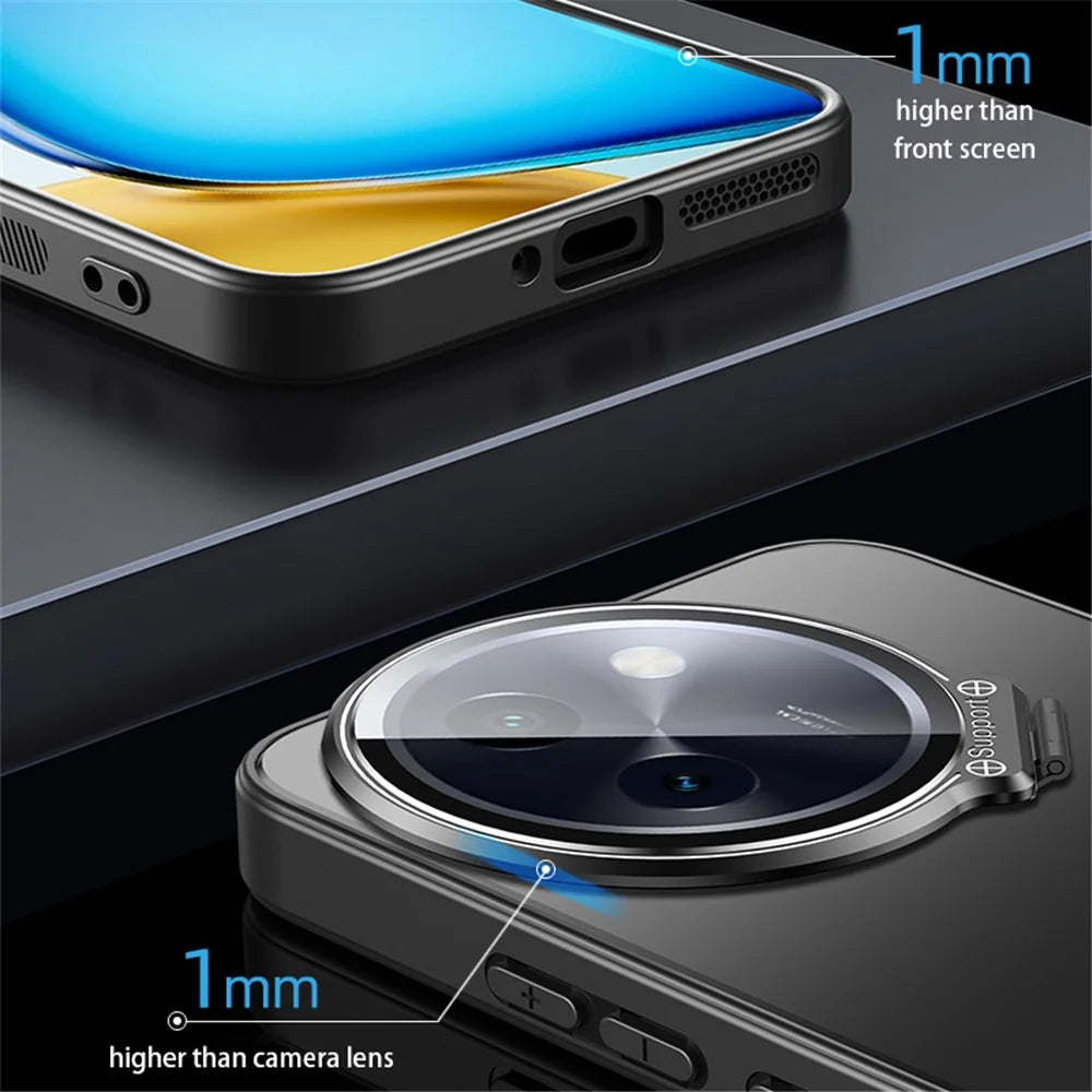 For vivo Y200i 5G Case PC+TPU Matte Anti-Drop Phone Cover with Lens Lid Kickstand - Silver - 7