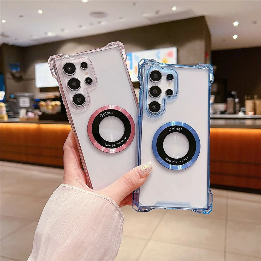 For Samsung Galaxy S24 Ultra Case Magnetic Ring Anti-Drop PC+TPU Phone Cover - Blue - 3