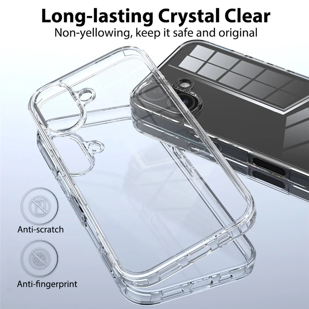 For iPhone 16 Plus Case Crystal Transparent Acrylic + TPU Phone Cover - 4
