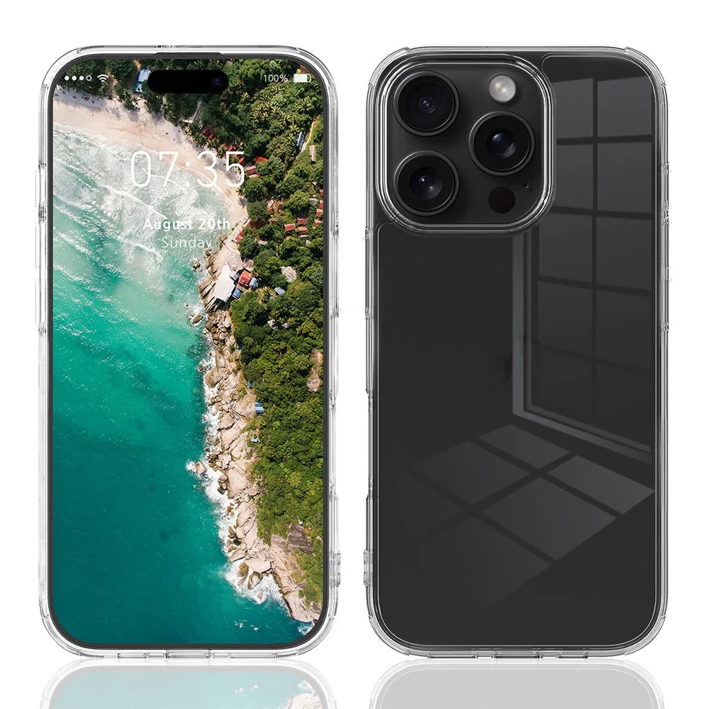 For iPhone 16 Pro Max Clear Case Shockproof Acrylic + TPU Phone Cover - 7