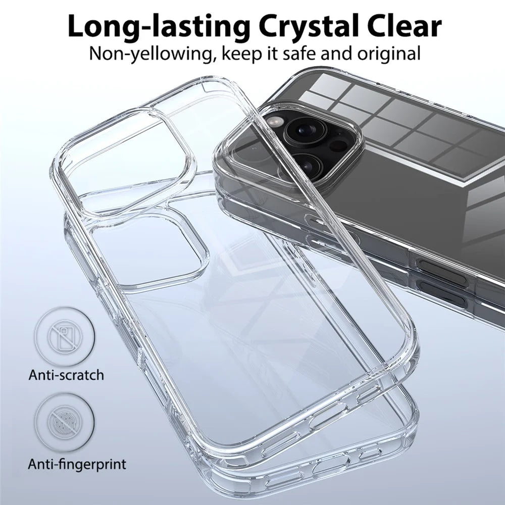 For iPhone 16 Pro Case Acrylic + TPU Anti-Scratch Clear Back Phone Cover - 3