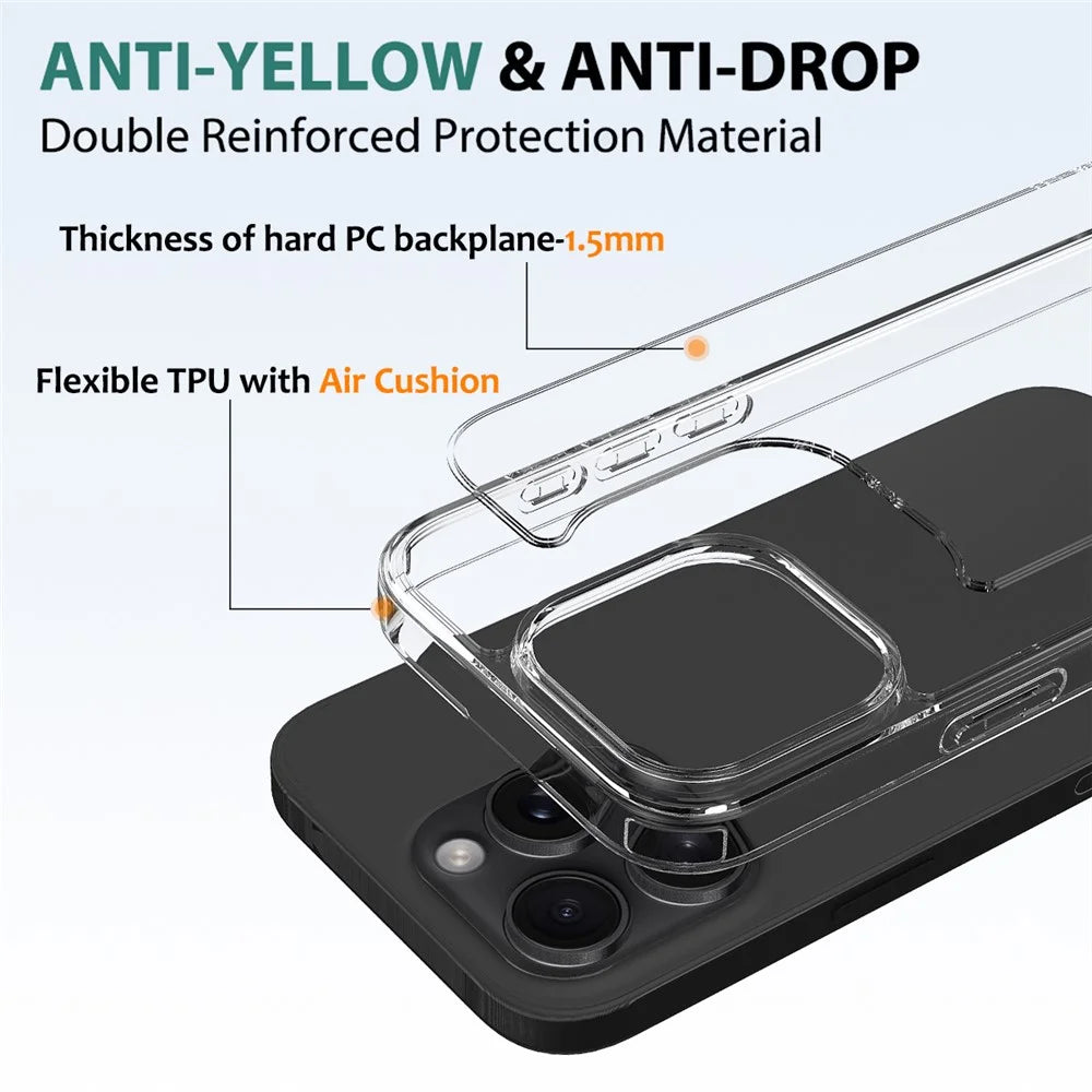 For iPhone 16 Pro Case Acrylic + TPU Anti-Scratch Clear Back Phone Cover - 5