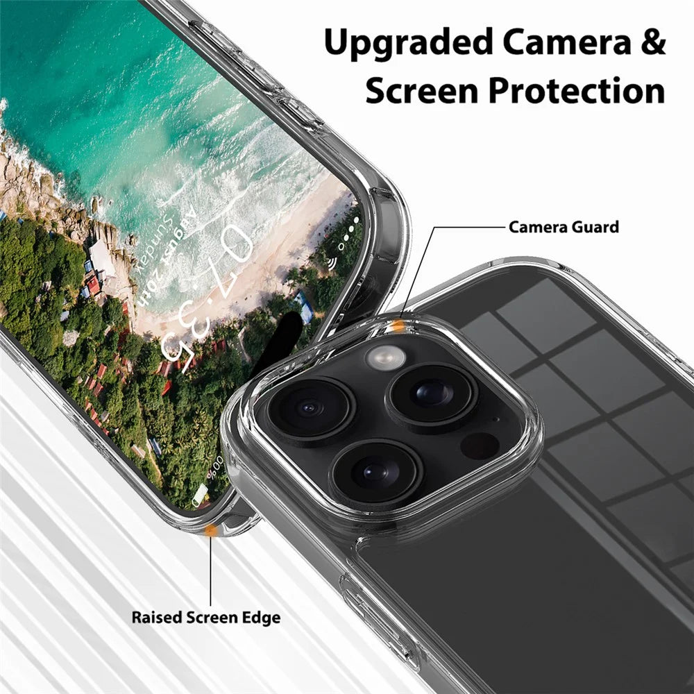For iPhone 16 Pro Case Acrylic + TPU Anti-Scratch Clear Back Phone Cover - 6