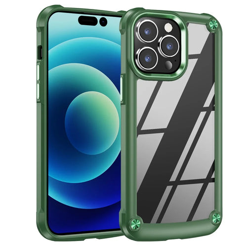 For iPhone 16 Pro Max Case Hybrid PC + TPU Back Phone Cover with Alloy Lens Frame - Green - 1