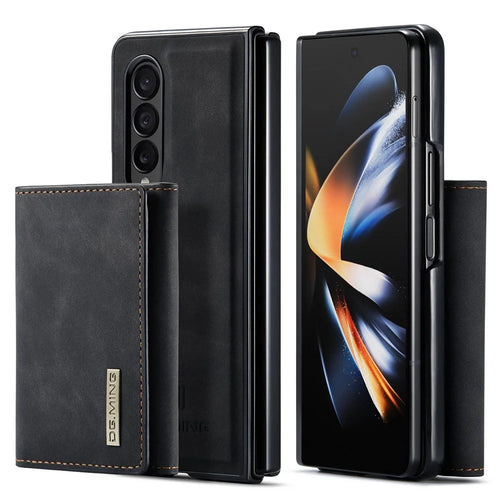DG.MING M1 Series for Samsung Galaxy Z Fold4 5G Phone Case Detachable 2-in-1 Wallet Phone Case Wear-resistant Cell Phone Case - Black - 1