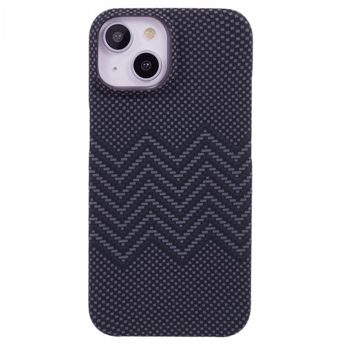 For iPhone 13 Case Stylish Pattern Luminous Anti-Drop PC Phone Cover - Black Wave - 1
