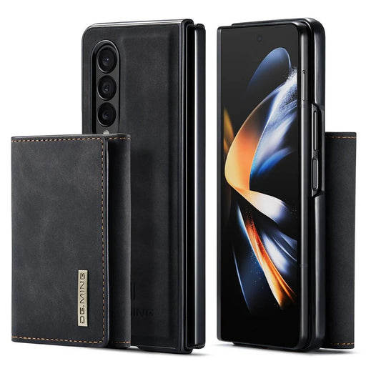 DG.MING M1 Series Phone Case for Samsung Galaxy Z Fold3 5G Detachable 2-in-1 Wallet Phone Case Anti-Drop Cell Phone Case - Black - 1