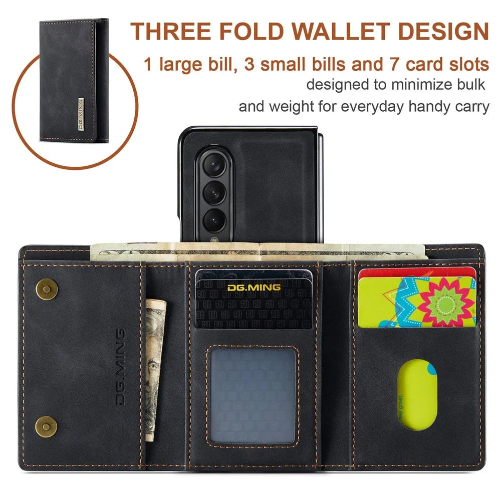 DG.MING M1 Series Phone Case for Samsung Galaxy Z Fold3 5G Detachable 2-in-1 Wallet Phone Case Anti-Drop Cell Phone Case - Black - 3