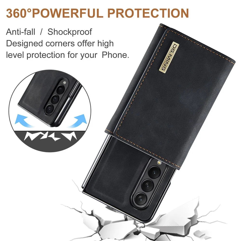 DG.MING M1 Series Phone Case for Samsung Galaxy Z Fold3 5G Detachable 2-in-1 Wallet Phone Case Anti-Drop Cell Phone Case - Black - 7