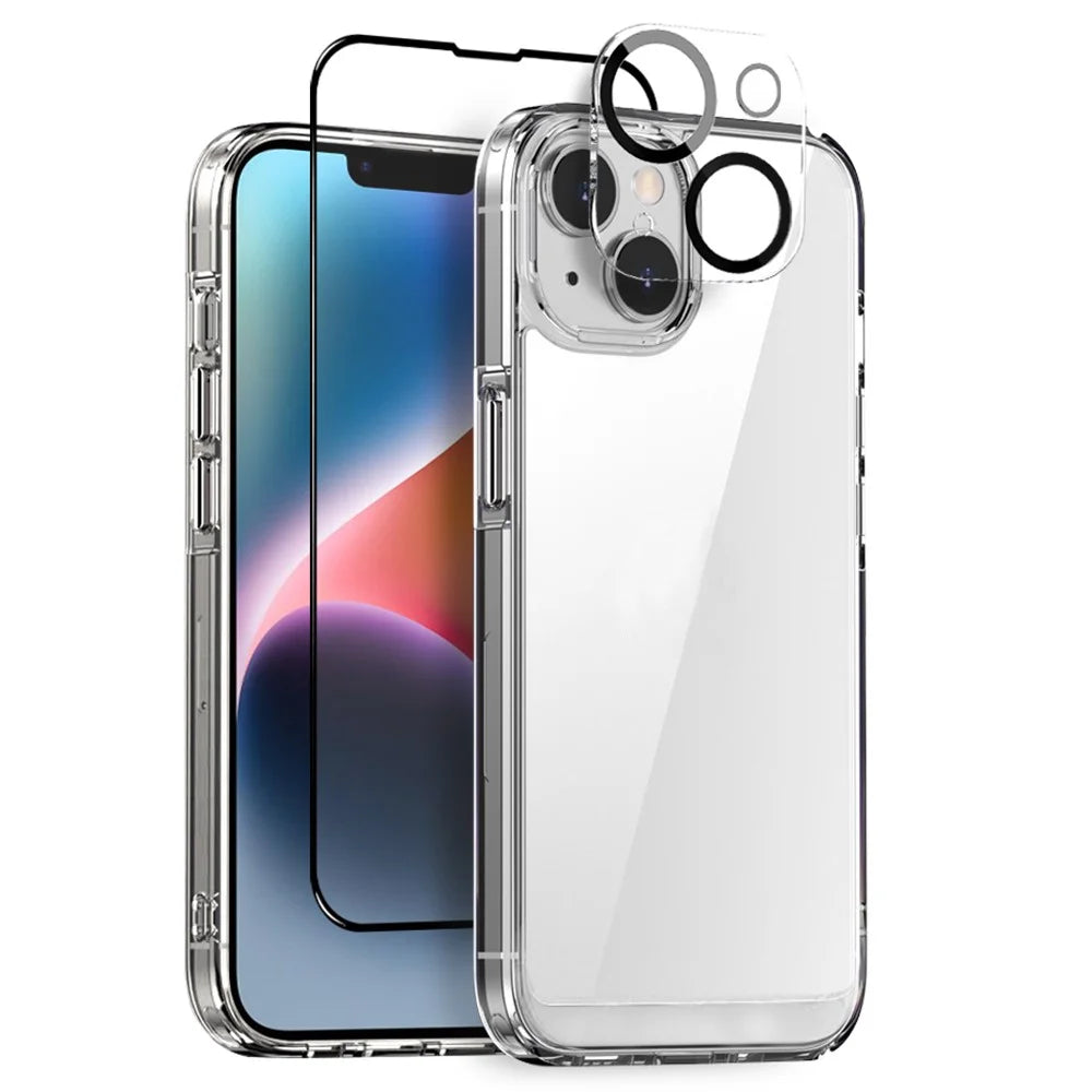 NORTHJO For iPhone 14 Case Full Protection PC+TPU Phone Cover + Screen Protector + Camera Lens Protector - 1