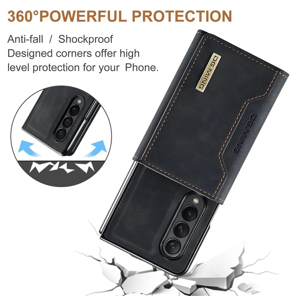 DG.MING M2 Series Phone Case for Samsung Galaxy Z Fold3 5G Shockproof Case Magnetic Absorption Detachable Wallet Phone Case Kickstand Protective Cover - Black - 7