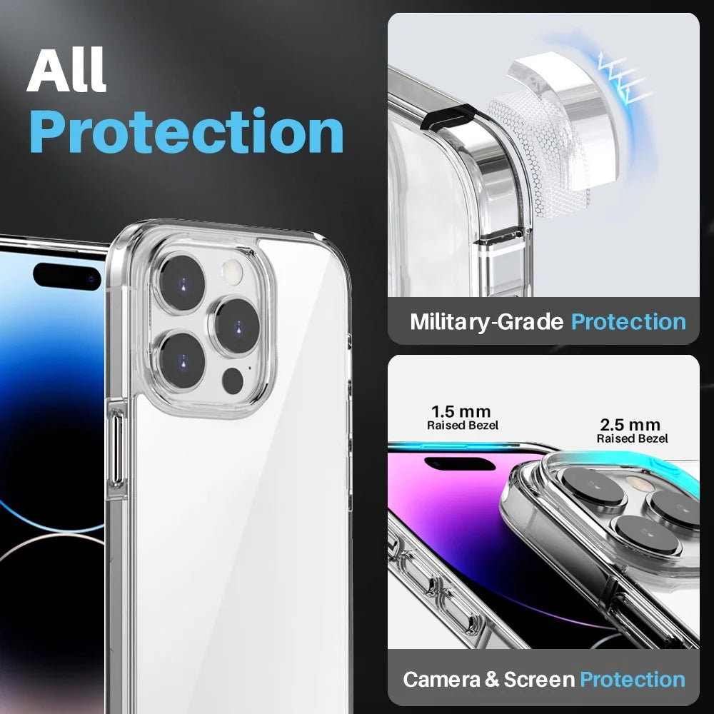 NORTHJO For iPhone 14 Pro 3-in-1 Clear Case with Tempered Glass Film + Camera Lens Protector - 2