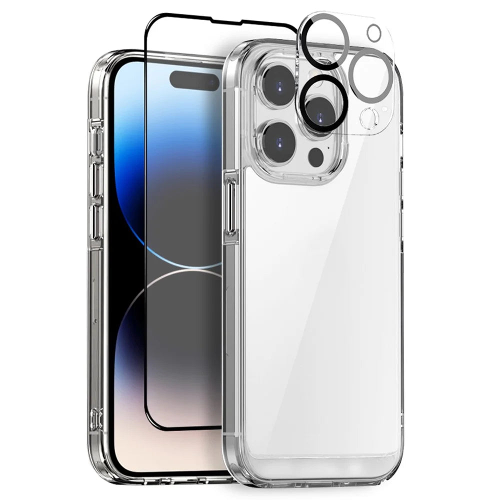 NORTHJO For iPhone 14 Pro Max Case Clear PC+TPU Phone Cover + Screen Protector + Camera Lens Protector - 1