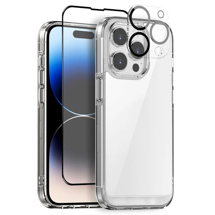 NORTHJO For iPhone 14 Pro Max Case Clear PC+TPU Phone Cover + Screen Protector + Camera Lens Protector - 1