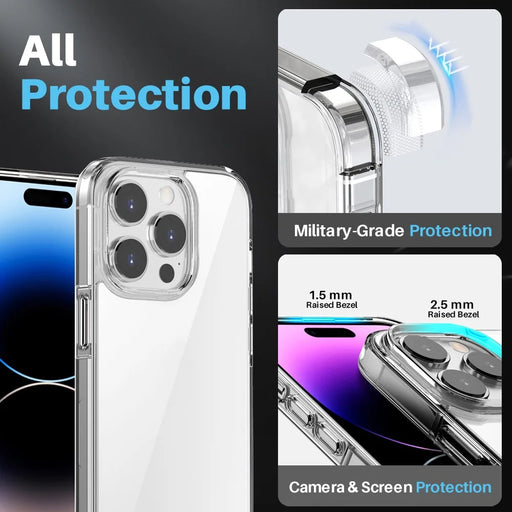 NORTHJO For iPhone 14 Pro Max Case Clear PC+TPU Phone Cover + Screen Protector + Camera Lens Protector - 2